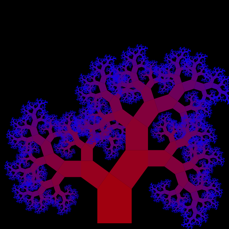 red and blue wide tree