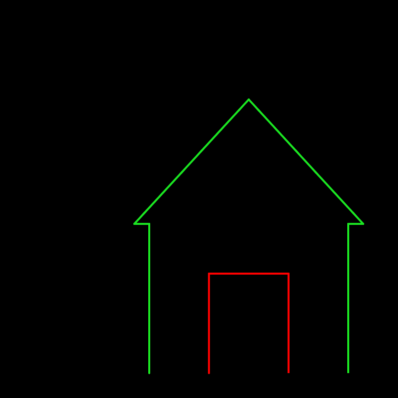Line drawing of a house with a door